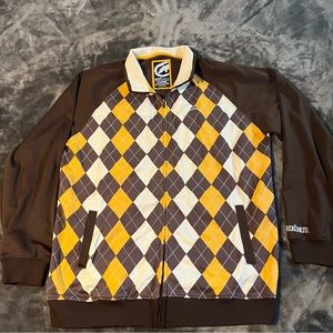Ecko Unltd VINTAGE RARE Y2K 90s Argyle Brown Yellow  JACKET Size XL